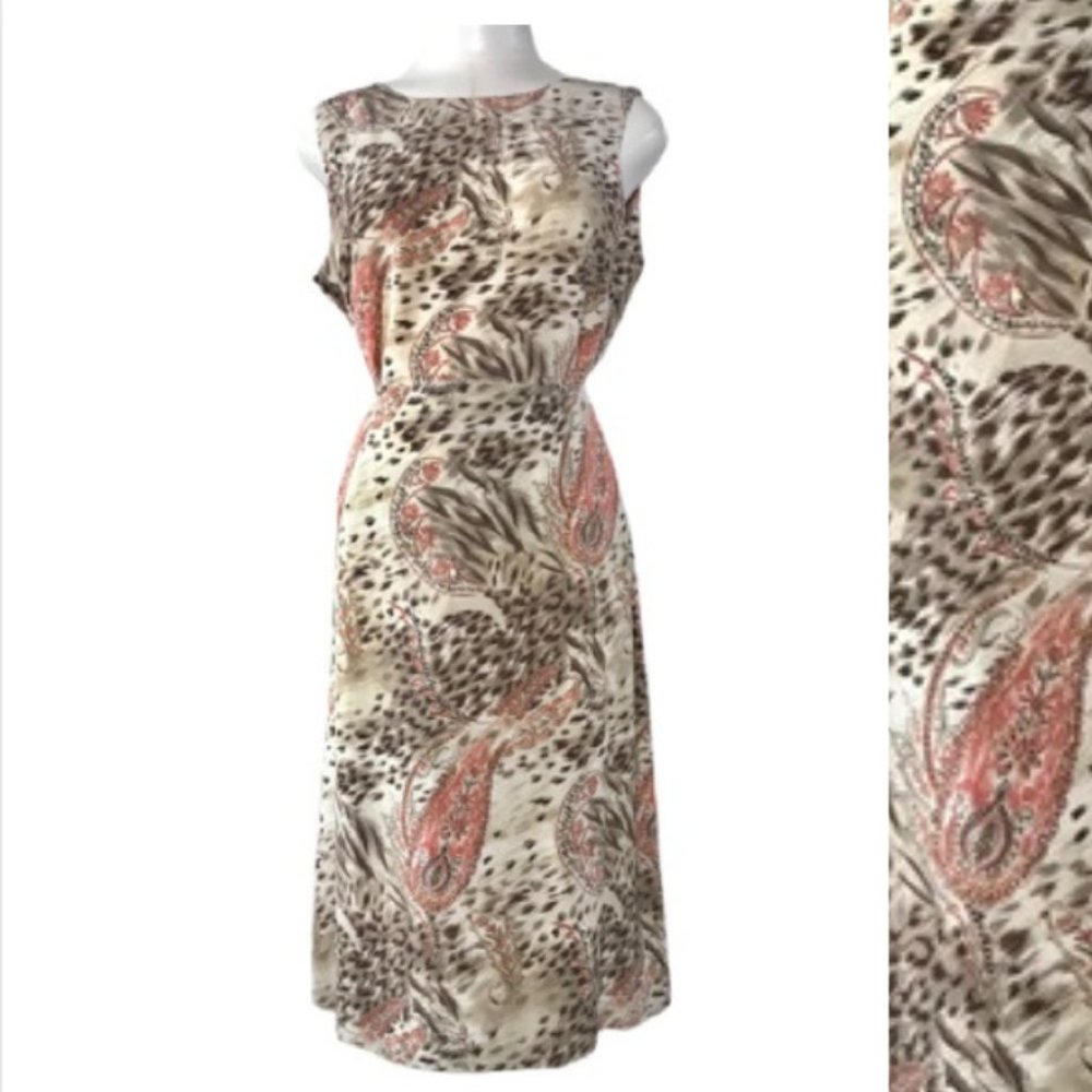 100% Silk 2 Piece Animal Print Skirt & Top Set